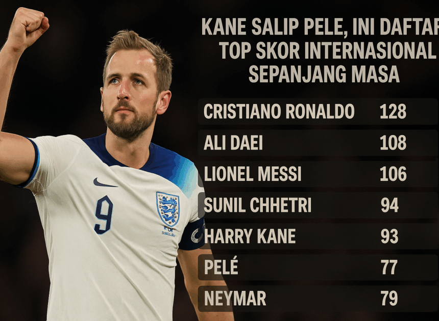Harry Kane Salip Pele: Daftar Top Skor Internasional Masa